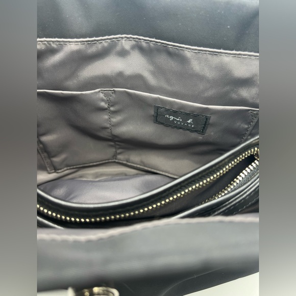 AGNÈS B. VOYAGE Black Nylon Leather Trim Tote Bag - Picture 12 of 12